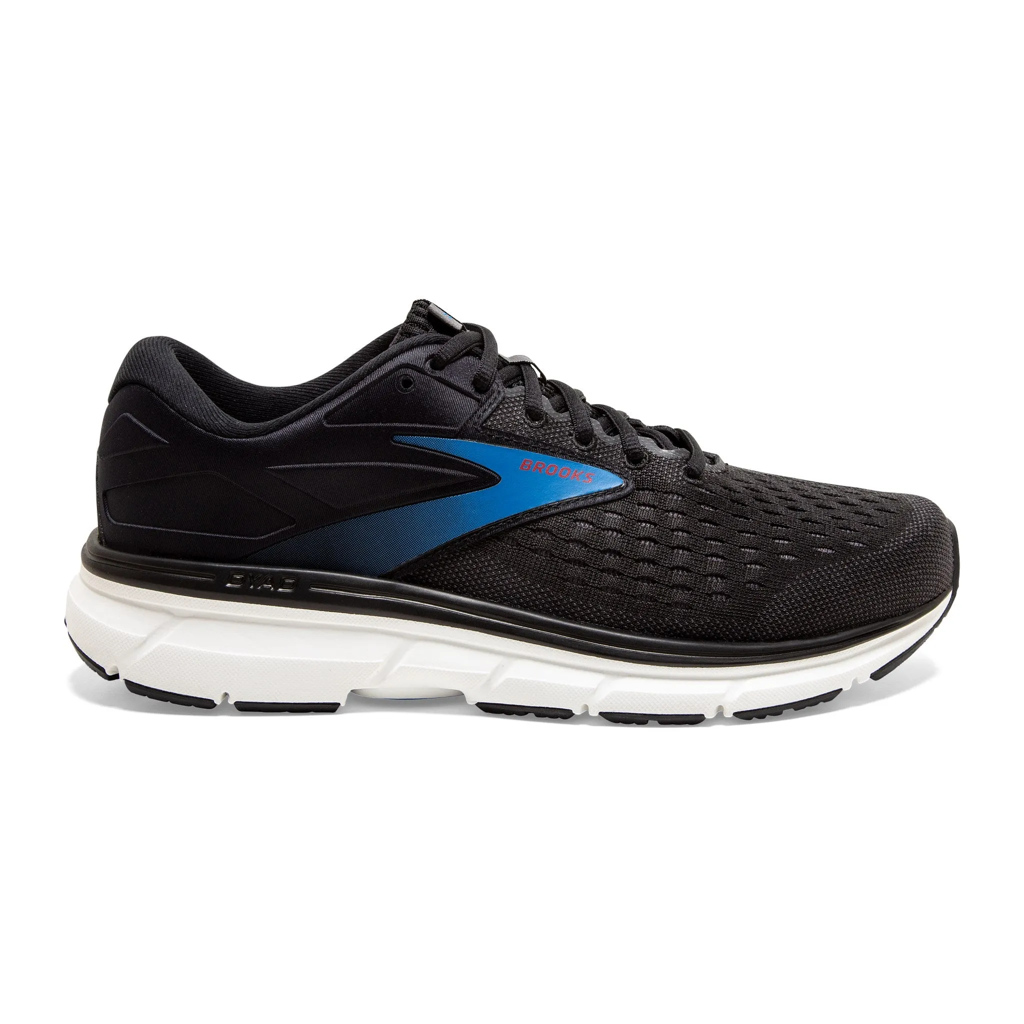 Men's Dyad 11 - Black / Ebony / Blue running on a dirt track shoes temperate - climate shoes