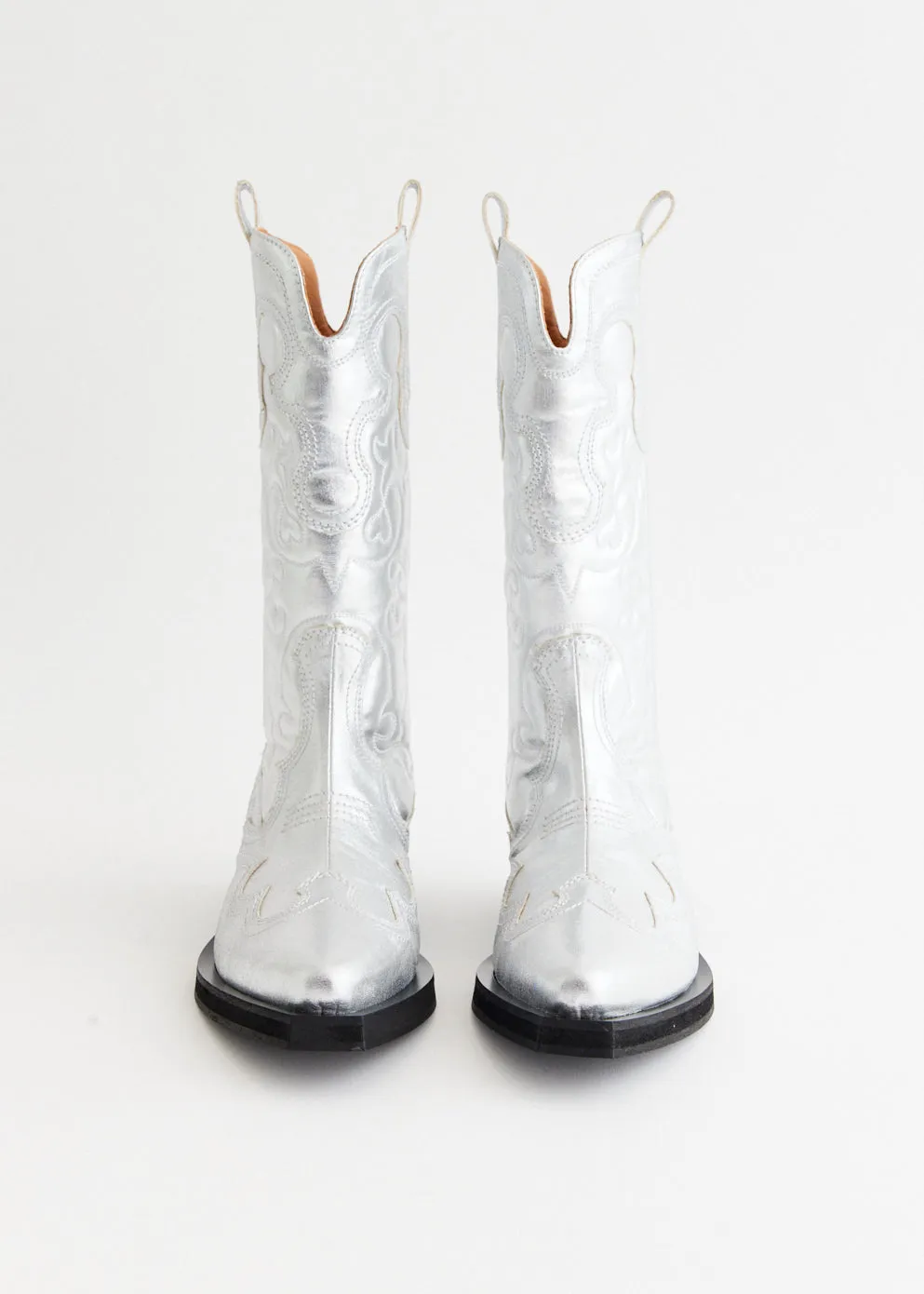 Plain Finish Mid Shaft Embroidered Western Boots