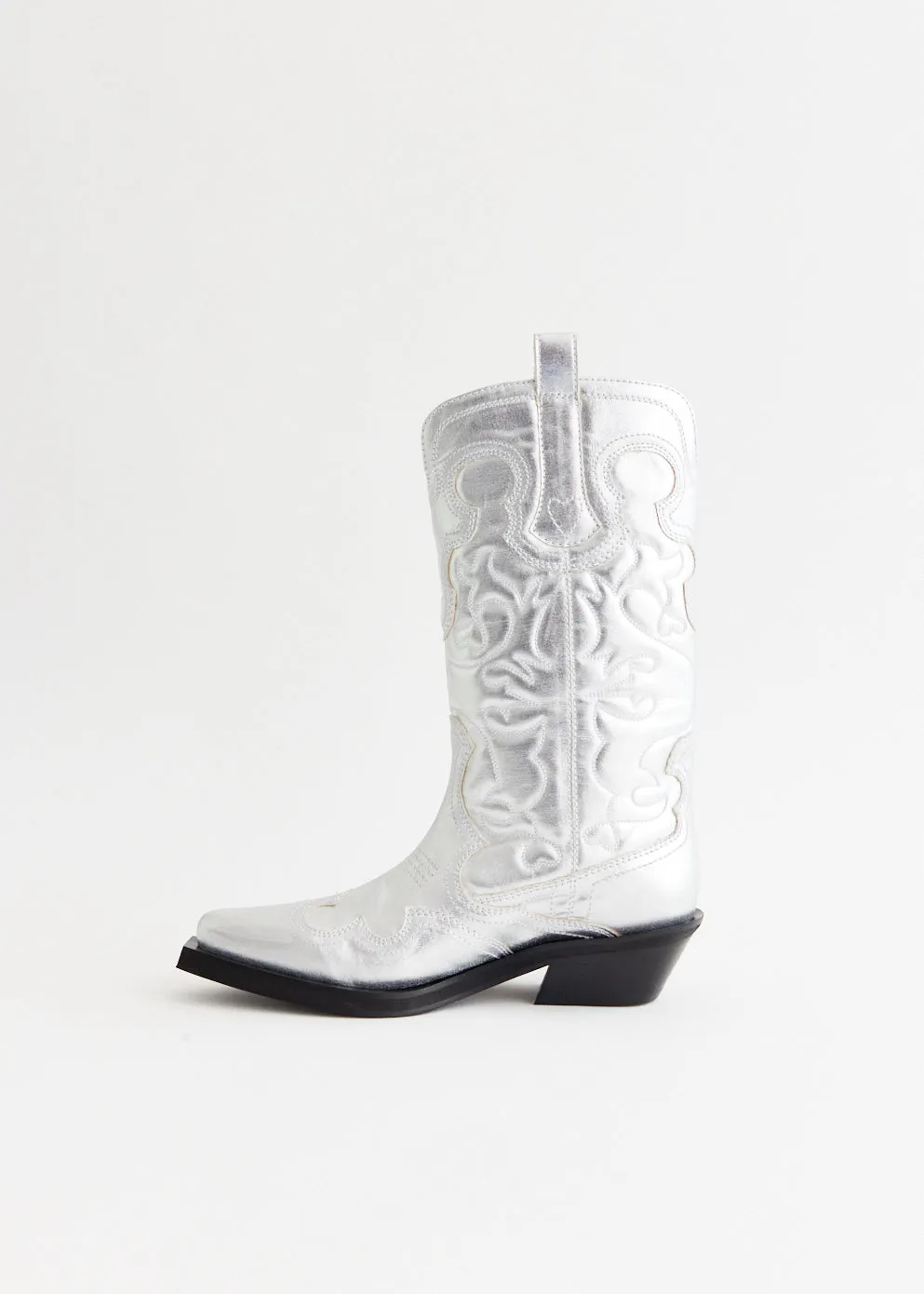 Drill Walk Mid Shaft Embroidered Western Boots
