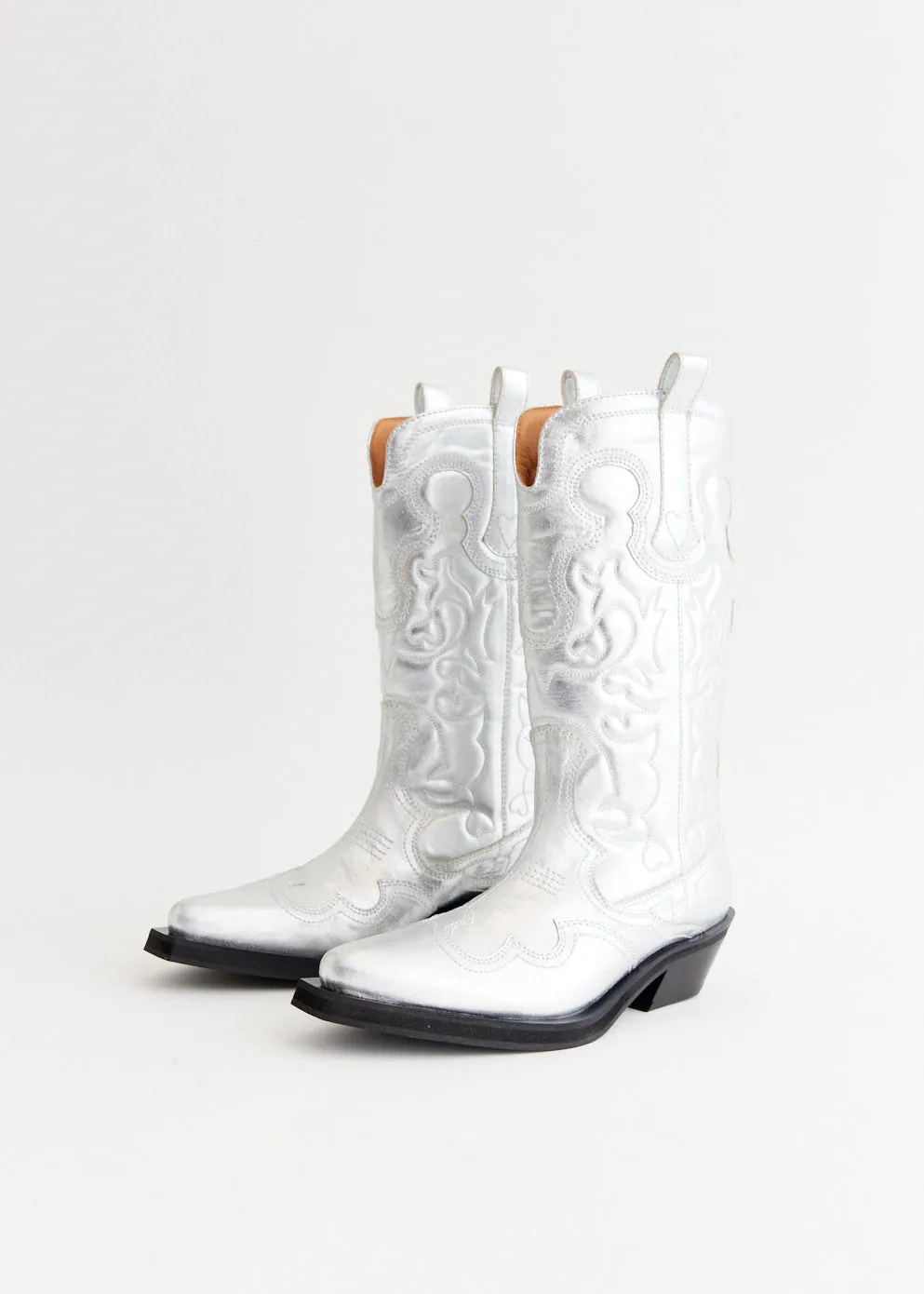 Mid Shaft Embroidered Western Boots Fashion Mood