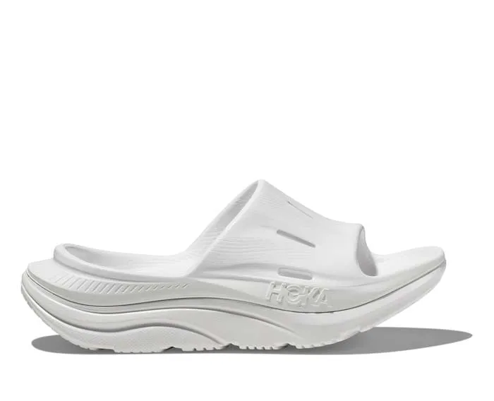 fashionable footwear Light Gear Womens Hoka Ora Slide 3 in White/White
