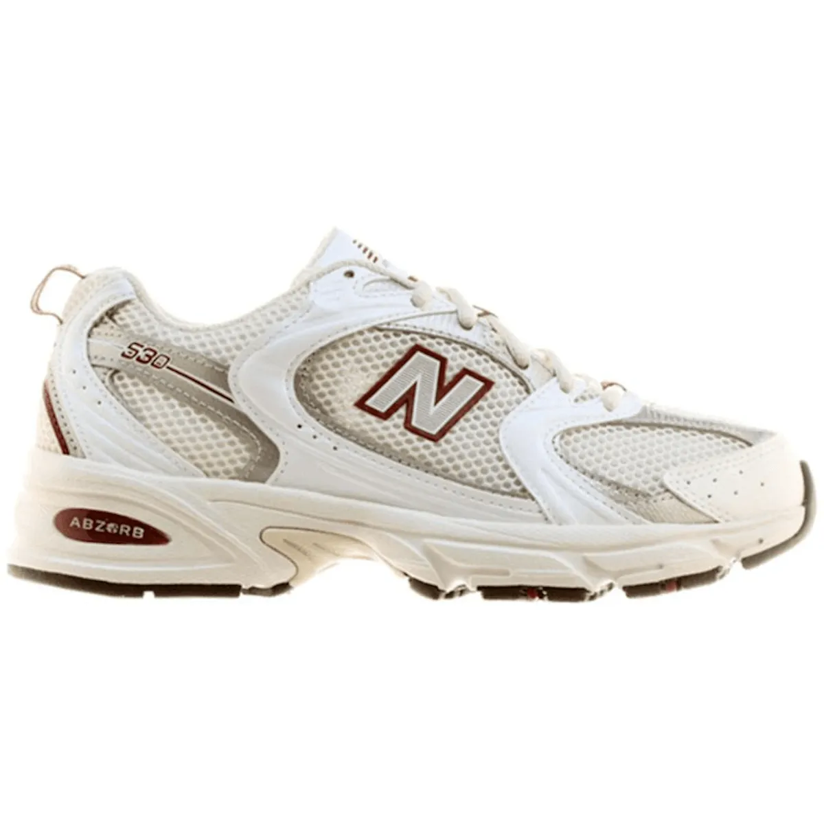 New Balance 530 Sea Salt Mercury Red Rubber Composite TPU Outsole