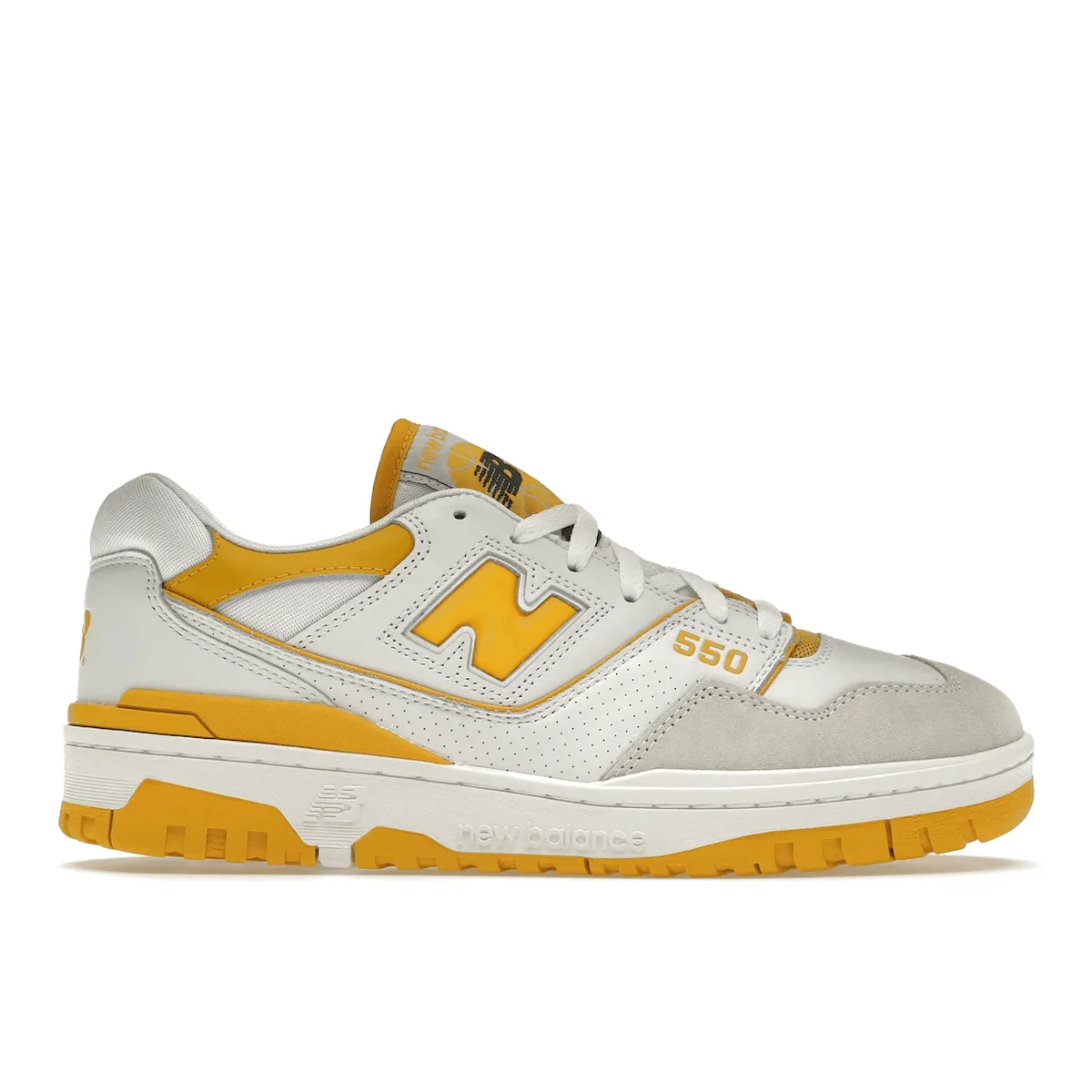 New Balance 550 Sea Salt Varsity Gold Stability frame Breathable Knit Uppers