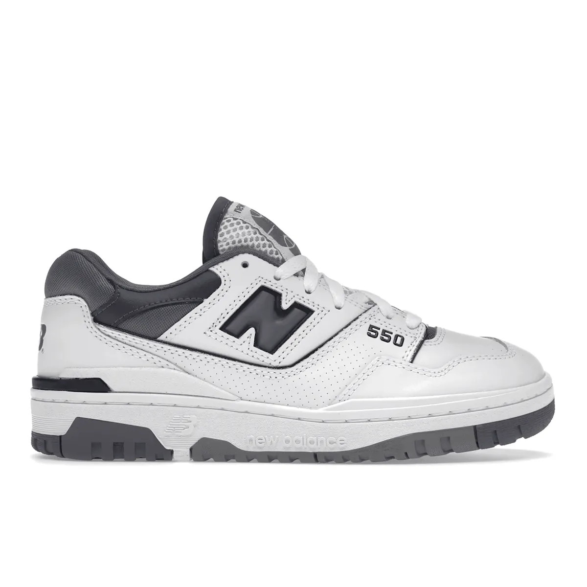 On The Move High Cushion New Balance 550 White Grey Dark Grey