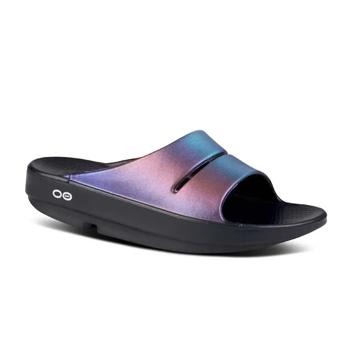 Womens Oofos Ooahh Luxe in Midnight Spectre Adjustable Walking Shoes Earth Hue