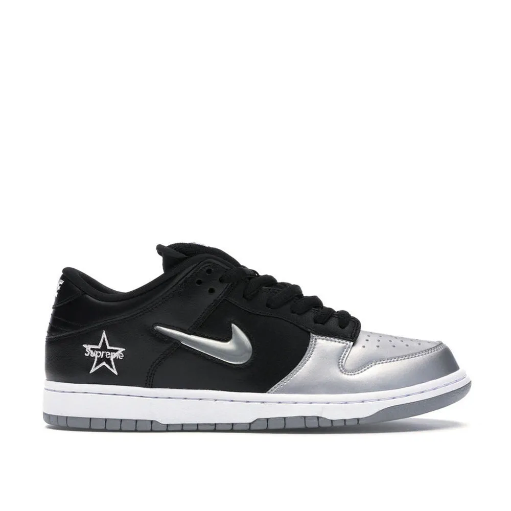 Pack Easy Feel Good NIKE SB DUNK LOW SUPREME JEWEL SWOOSH SILVER