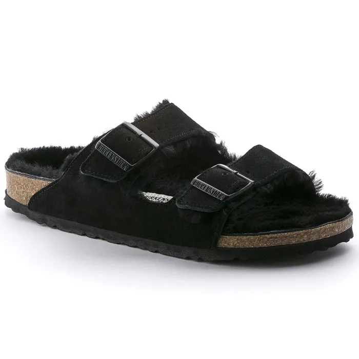 Womens Birkenstock Arizona Shearling Black Casual Wear Chic Shoes