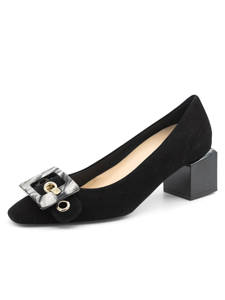canvas - type Nuri Block Heeled Pump