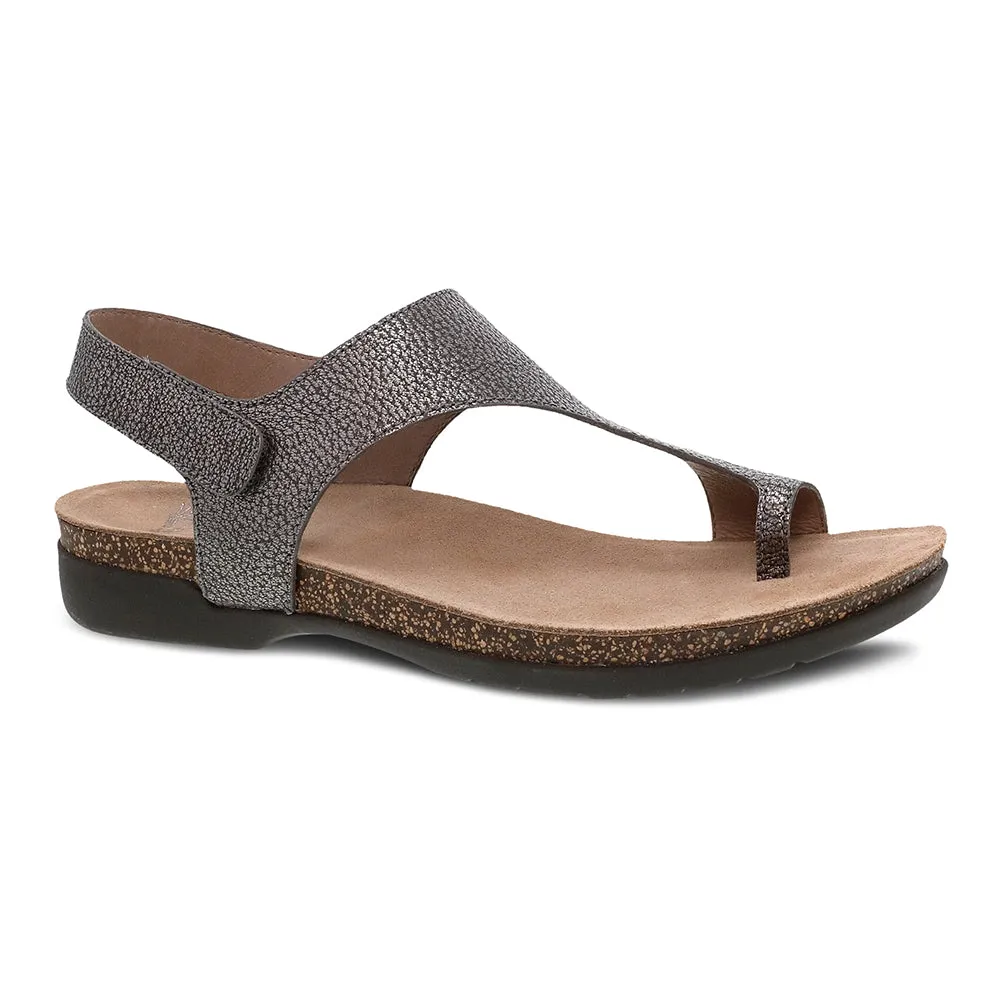 Reece T-Strap Slingback Sandal - Pewter Metallic Supportive support