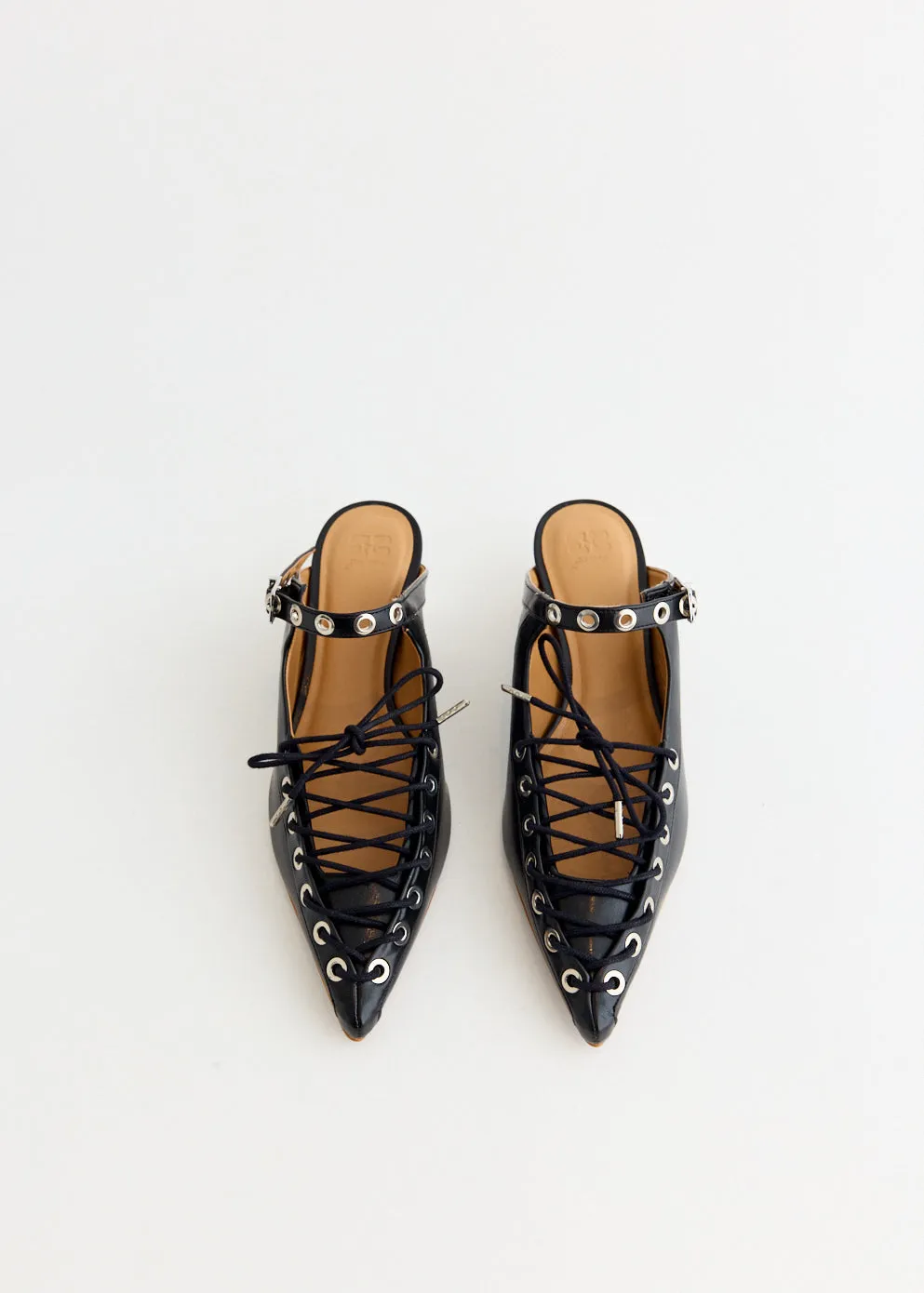 Oleatex Eyelets Lace Up Mules Fashionable Style