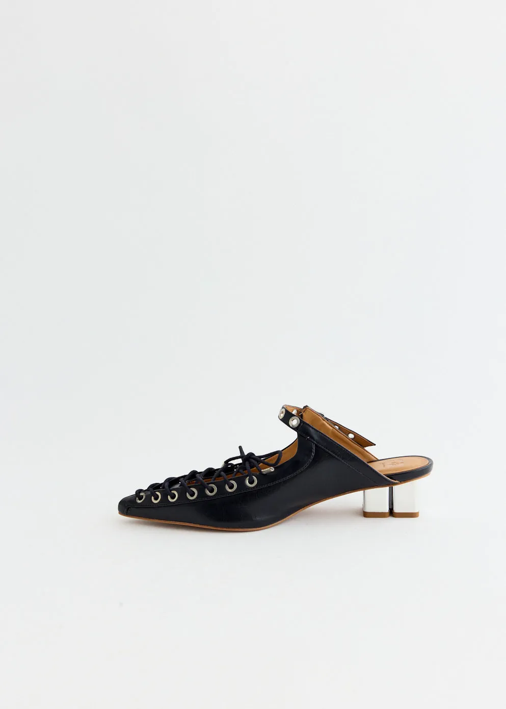 Oleatex Eyelets Lace Up Mules Long Day