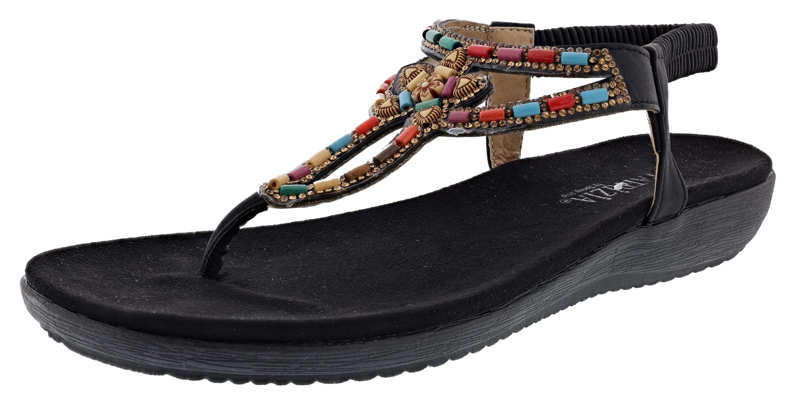 Soft Support Breath Panel Patrizia Crema Wedge Thong Sandals By Spring Step