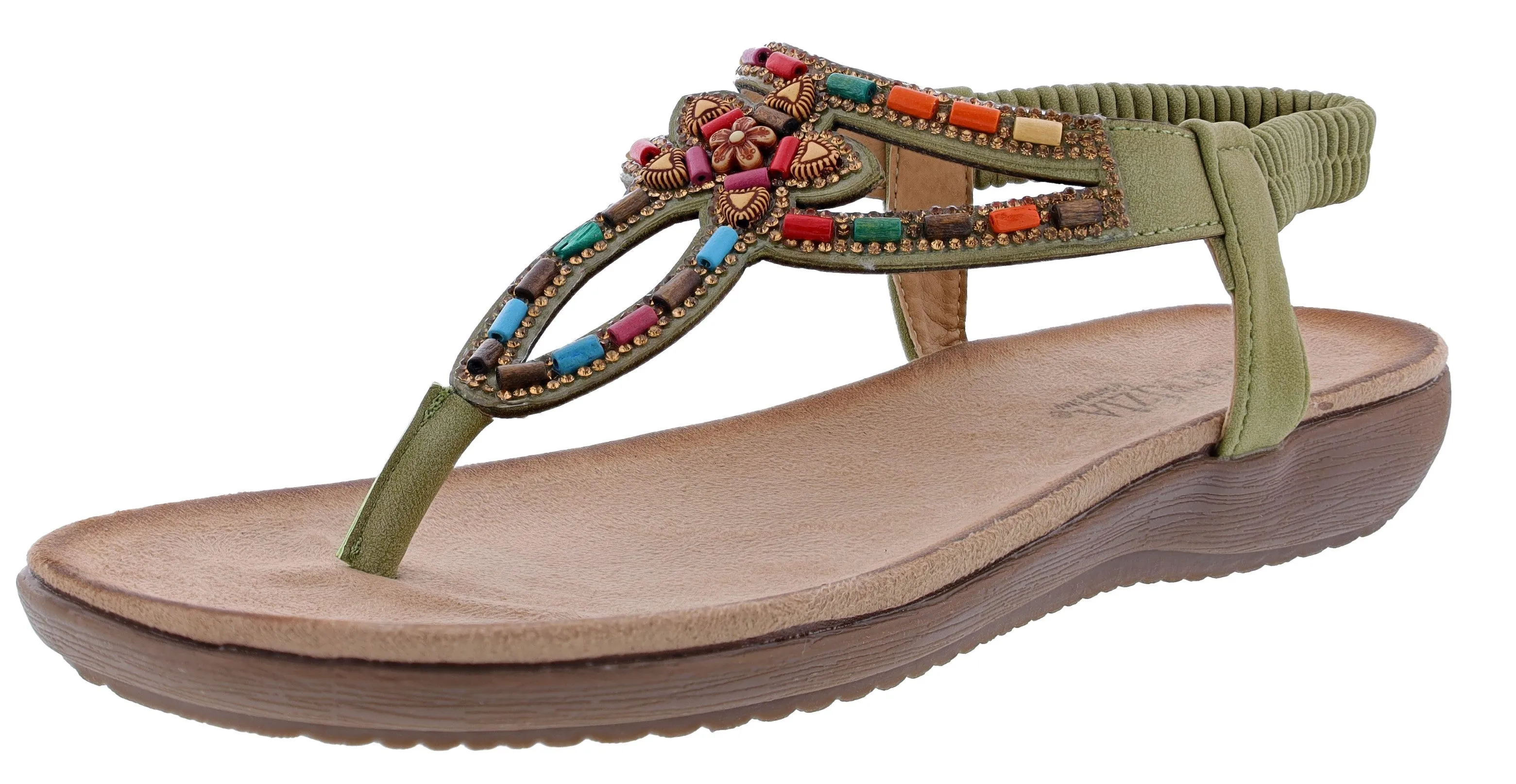 Patrizia Crema Wedge Thong Sandals By Spring Step Clear Shape Removable Footbed