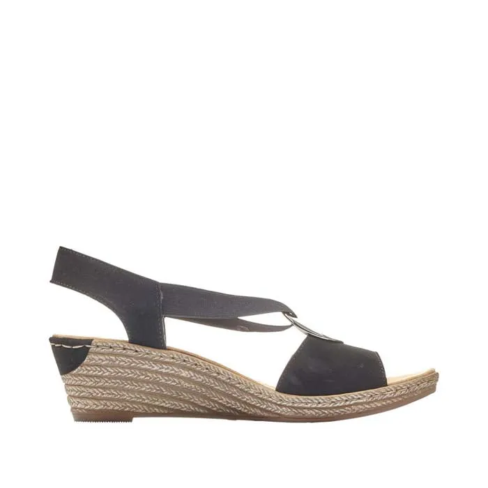 Womens Rieker Fanni H6 in Black Summer Ease Fashionable Comfort