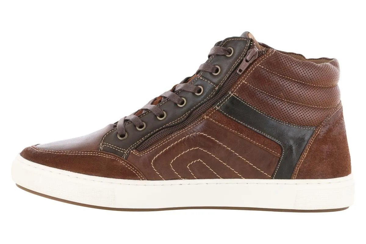 Propet Kenton High Top Casual Sneaker Brown Elastic Sides Neutral Base