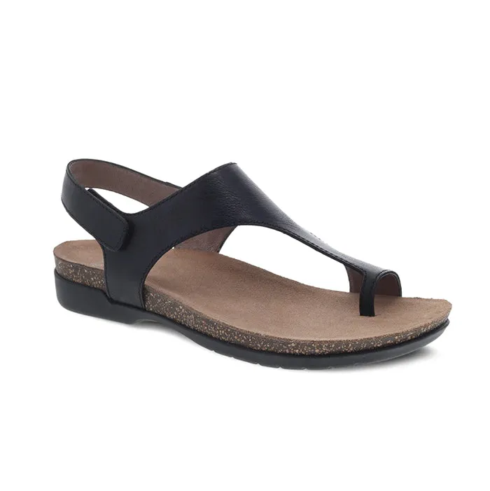Womens Dansko Reece Toe Loop Sandal Black Soft Walk Ankle Strap