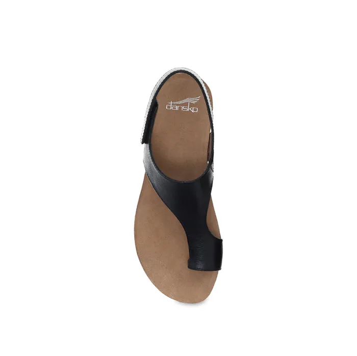 Womens Dansko Reece Toe Loop Sandal Black Open Form