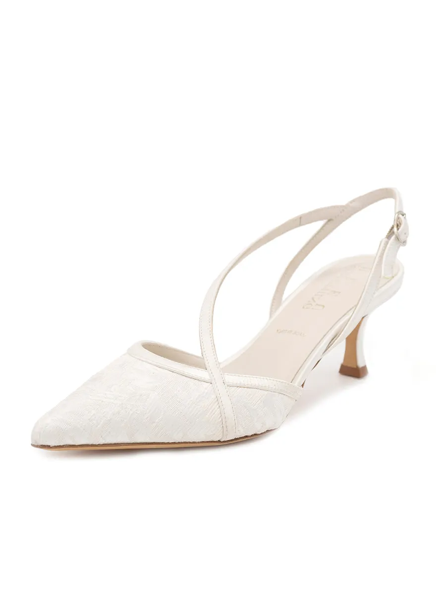 Sevey Kitten Slingback Heel Comfortable Feel lace - closure