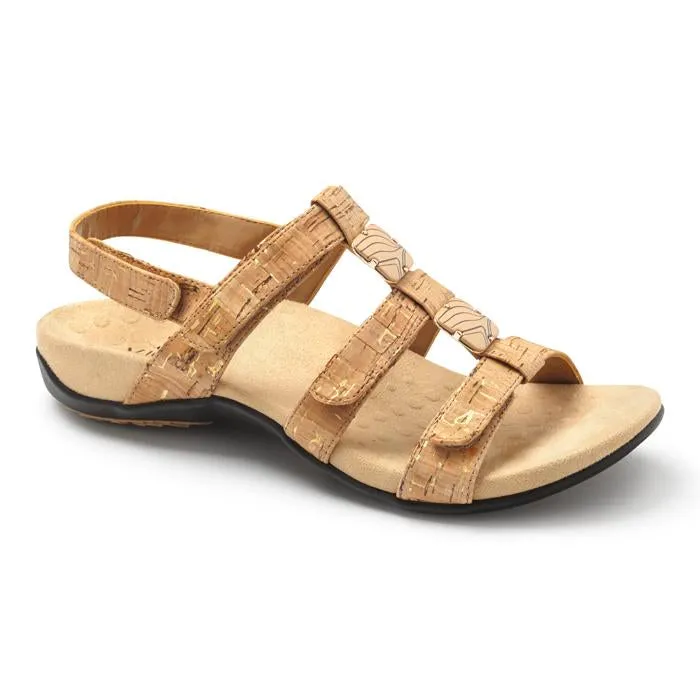 Gentle Walk Womens Vionic Amber Adjustable Sandal Gold Cork