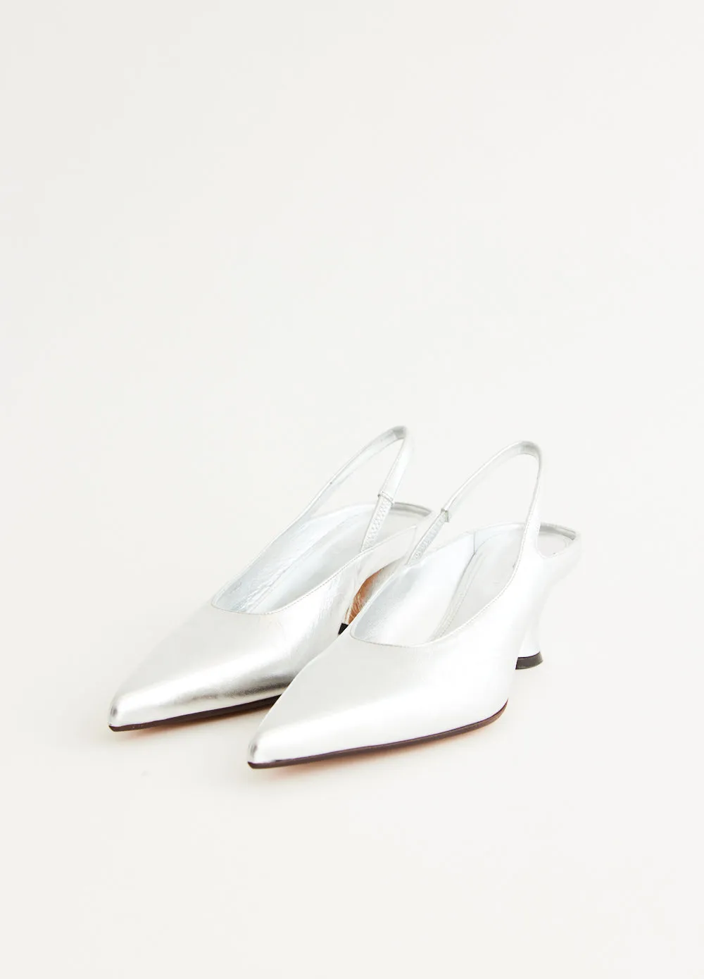 Stripe Mood Silver Heeled Slingbacks