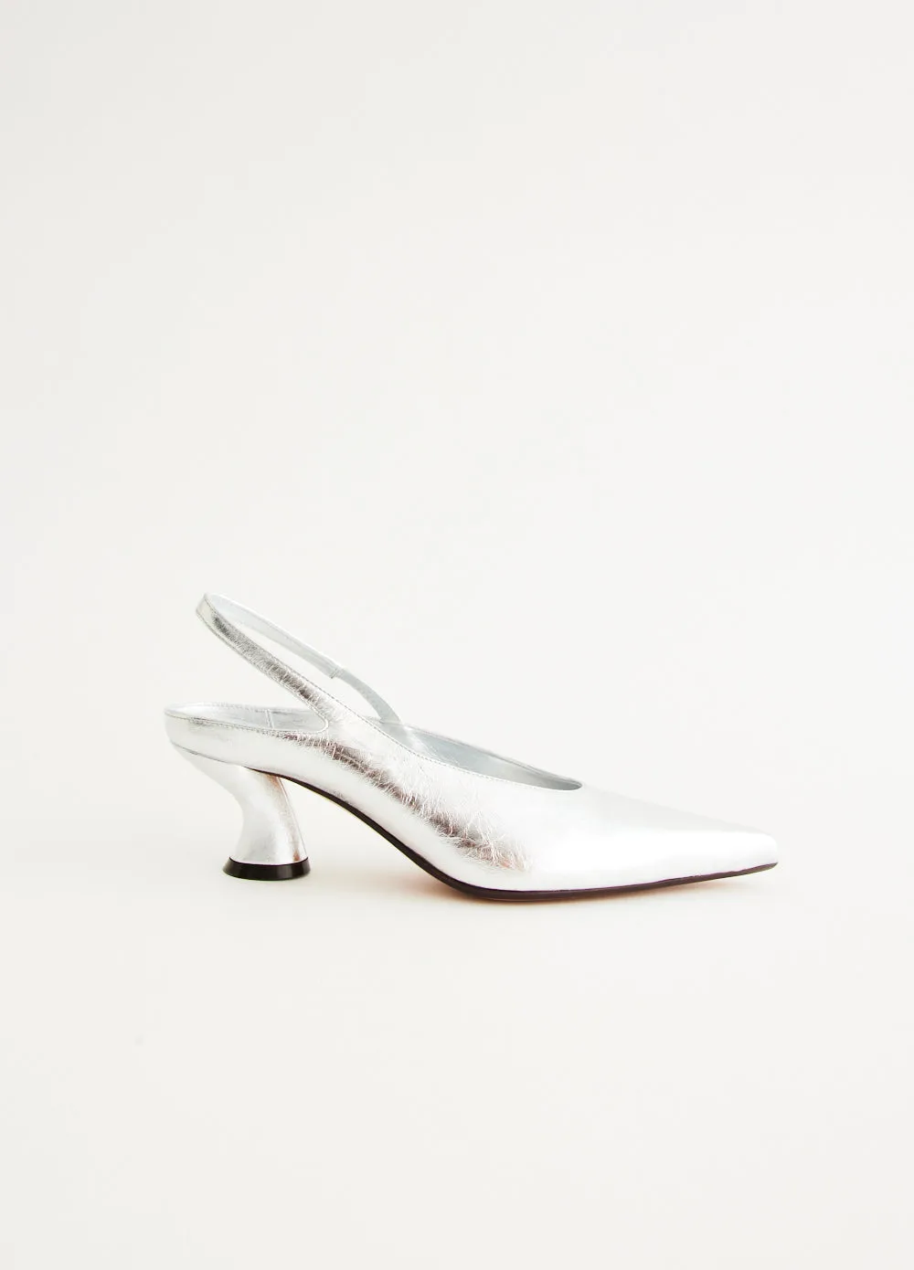 Silver Heeled Slingbacks Go Casual