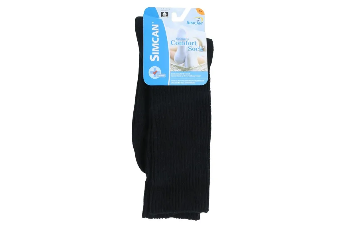 Simcan Comfort Diabetic Crew Sock Black Reinforced Resort Mood