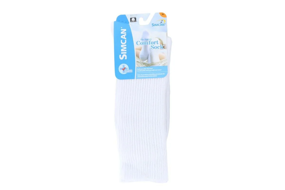 Step Free Elastic Sling Simcan Comfort Diabetic Crew Sock White