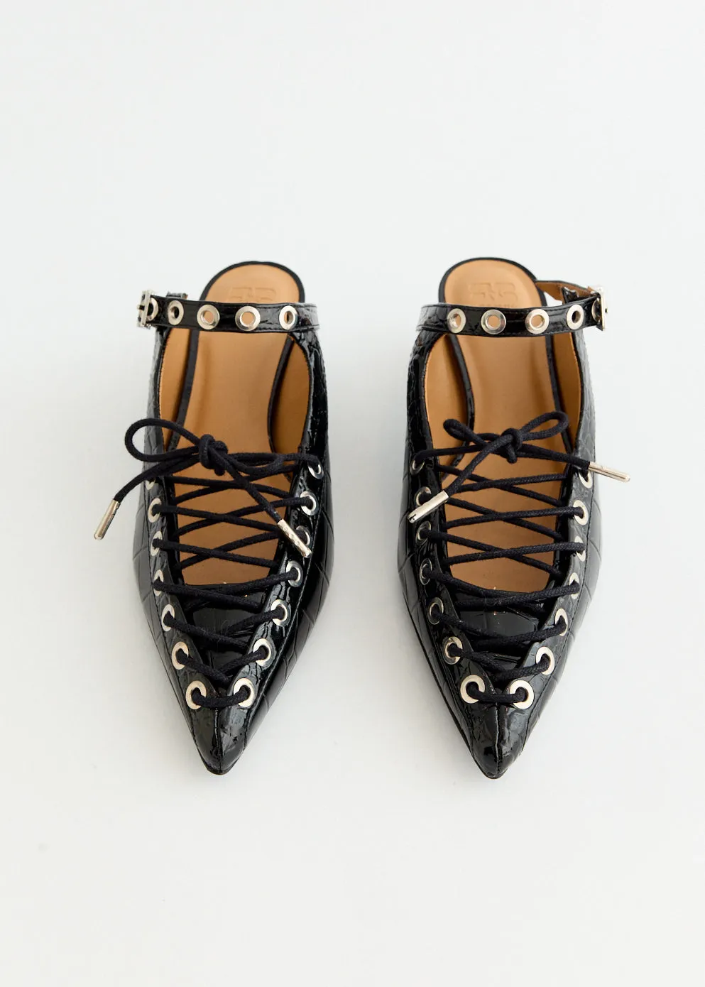 Croco Eyelets Lace Up Mules All Season Daily Grace