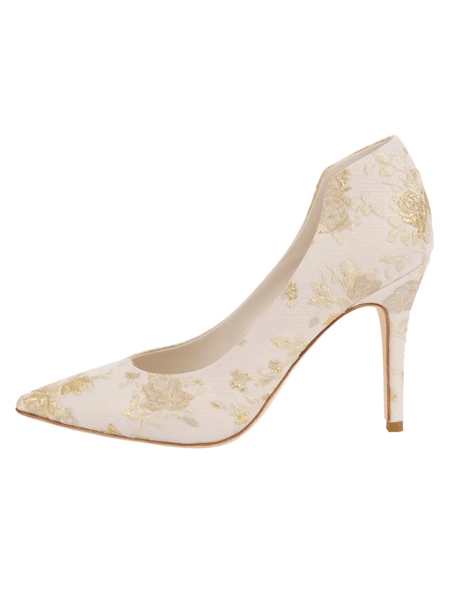 Stella Pointed Toe Pump Brocade skateboarders' maneuverability