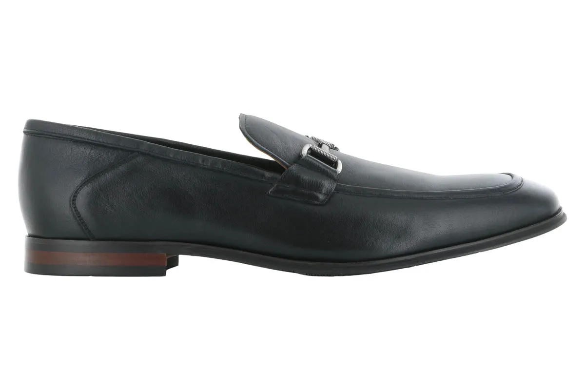 Steve Madden Aahron Black Leather Dress Loafer Mono Tone Detail Shade