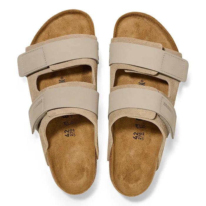 Womens Birkenstock Uji Suede Narrow in Taupe Slide Fit