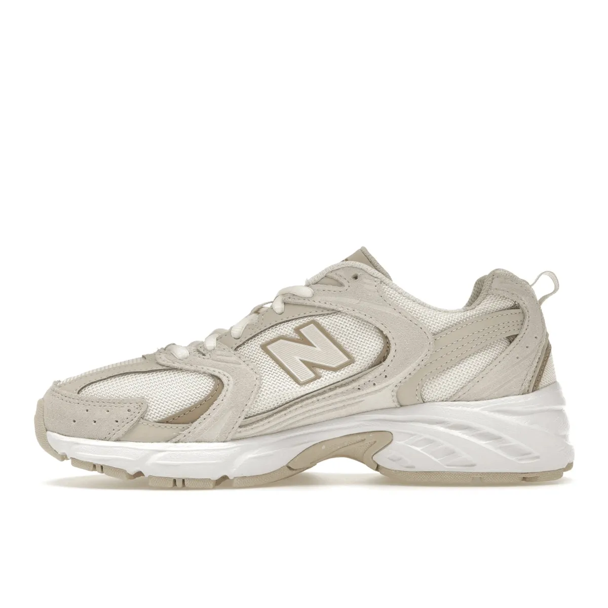 New Balance 530 Sea Salt Moonbeam Knit Fabric Construction Durable Stitching