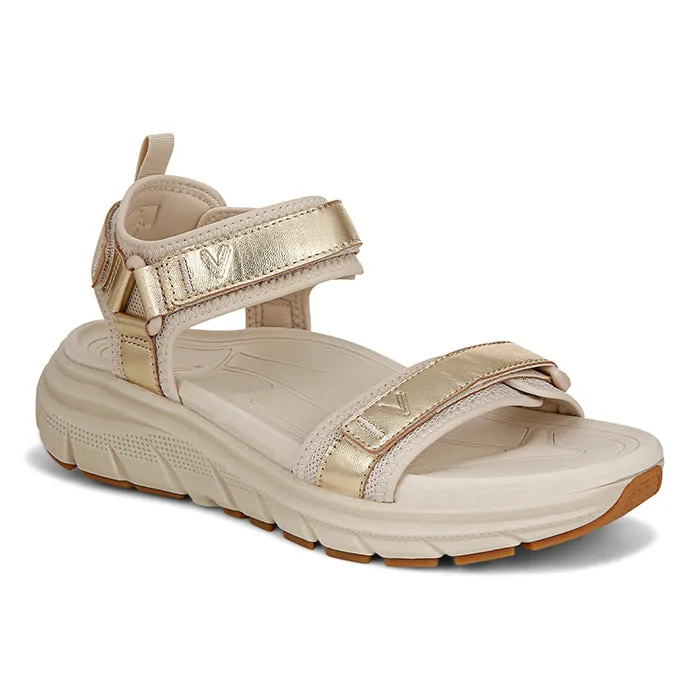 Comfortable Travel Shoes Compact Design Womens Vionic Walk Max Wanderer in Parchment/Gold