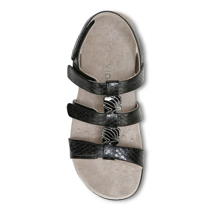 Women's Vionic Amber Adjustable Sandal Black Travel-Friendly Shoes
