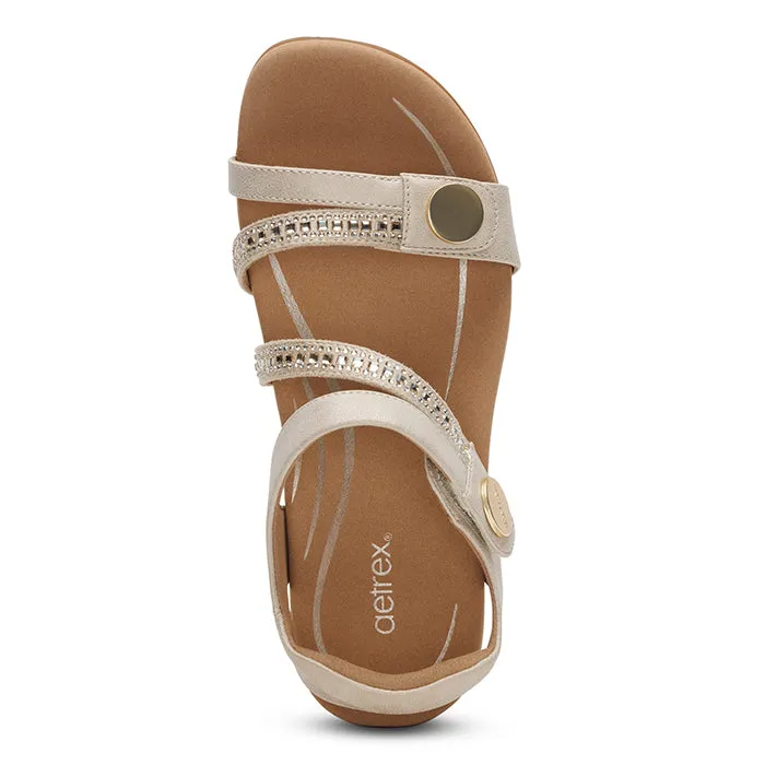Memory foam insole Womens Aetrex Jess in Champagne Sparkle