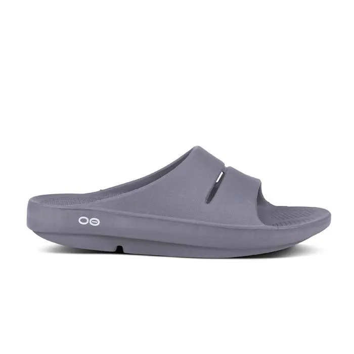 Sporty Flip-flops wedge Womens Oofos Ooahh Slide in Slate