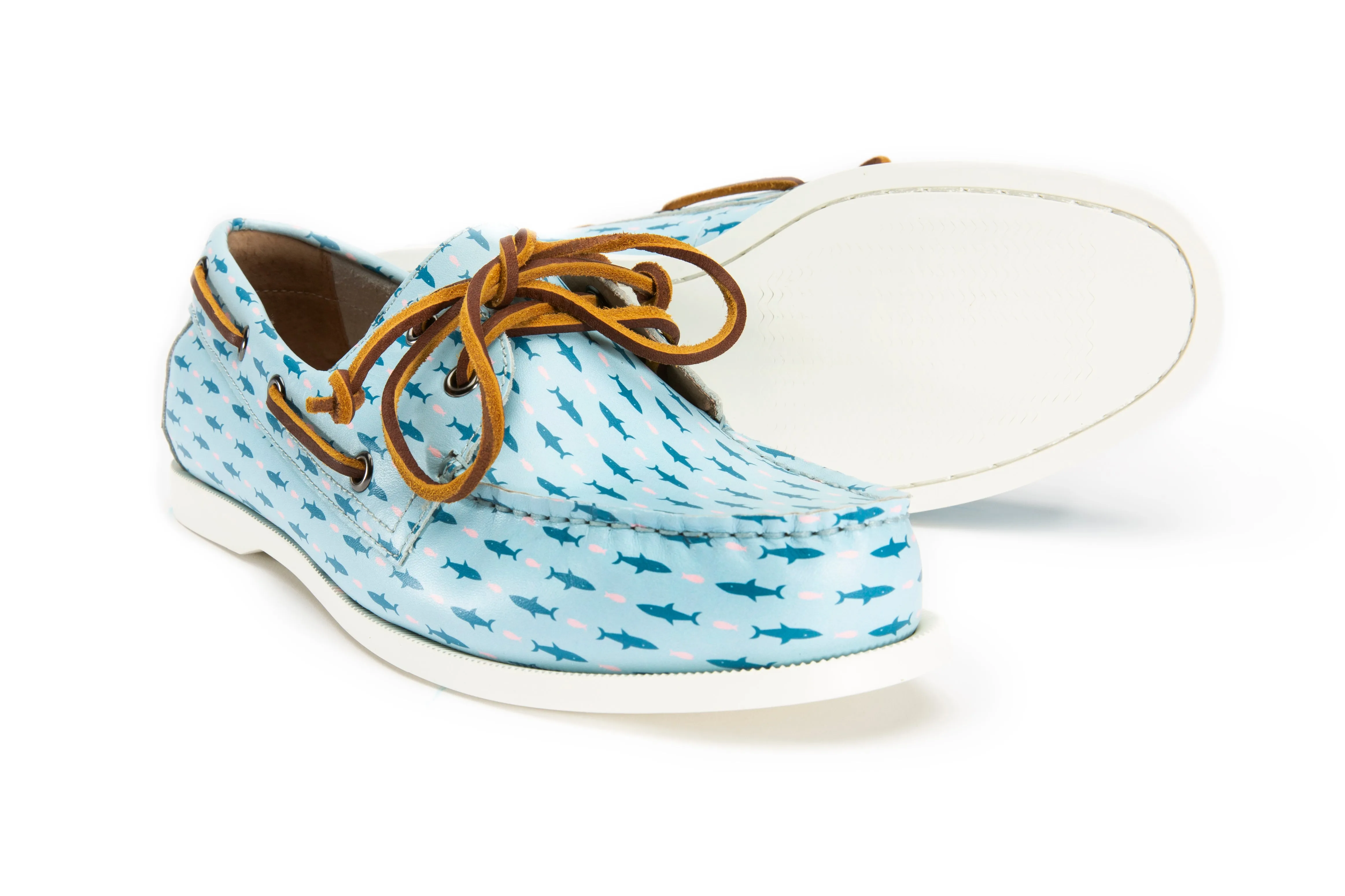 The Pink and Blue Sharks Boat Shoe Slide Hike Style Comfort