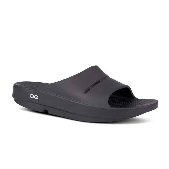 Womens Oofos Ooahh in Black Fresh Look Foot Massage