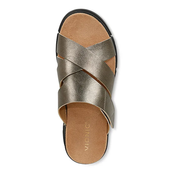 Walking Sandals Summer Footwear for Men Womens Vionic Uptown Sunset in Gunmetal