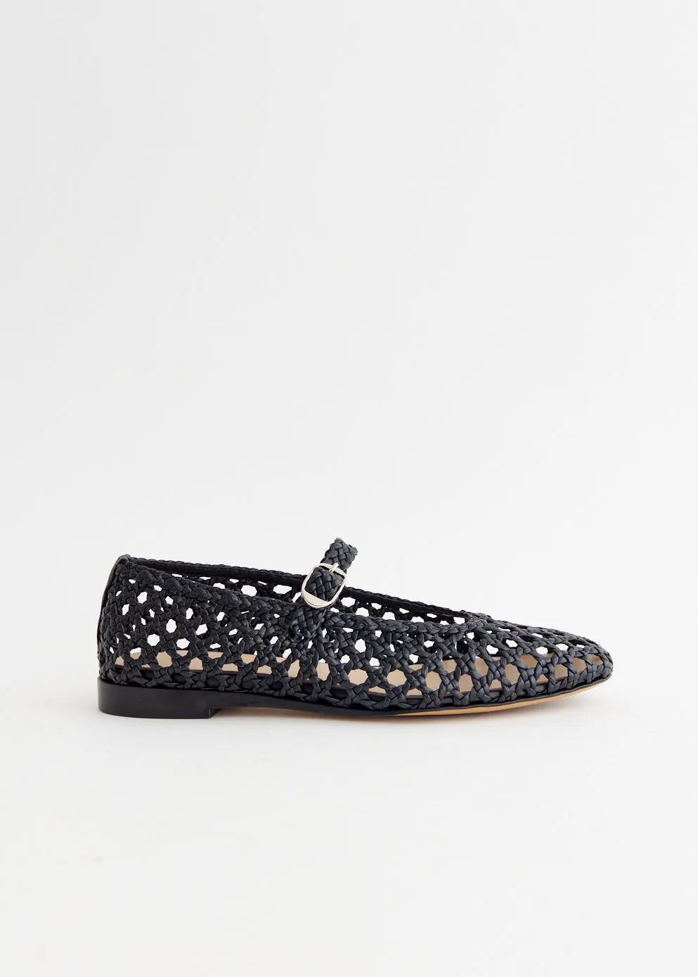 Woven Leather Mary Jane Flats platform