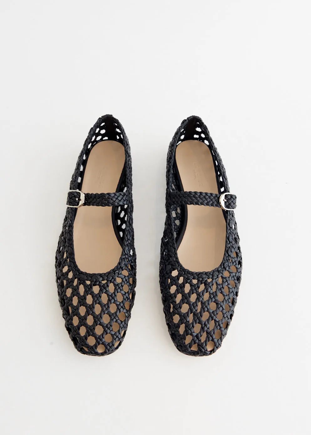 Autumn Style Woven Leather Mary Jane Flats