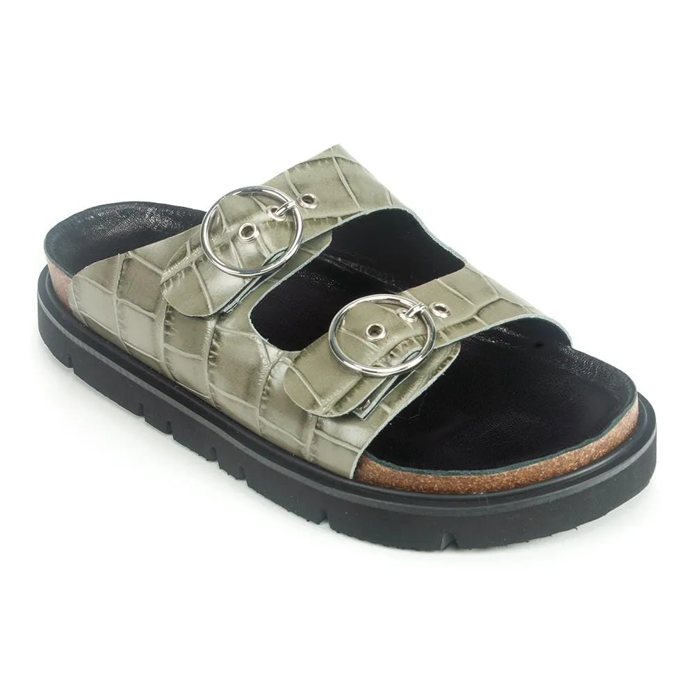 Designer comfort Circle Buckle Lowform Sandal