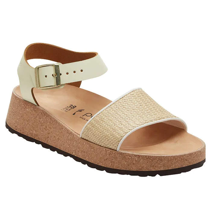 Cool Fit Womens Birkenstock Glenda Raffia Narrow in Natural/White