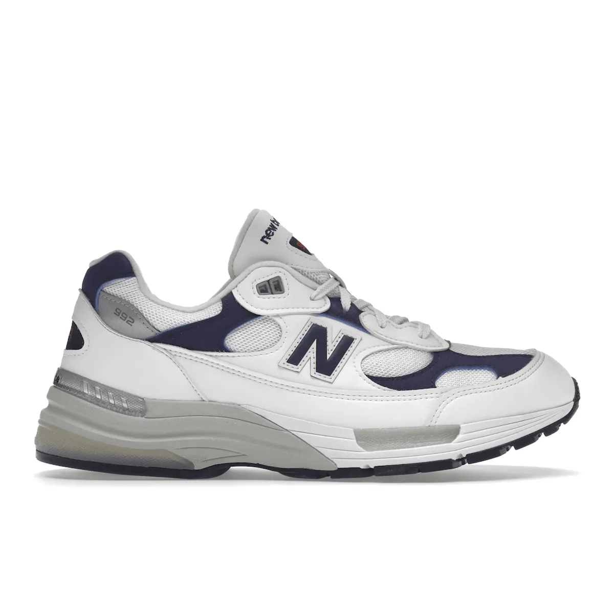 New Balance 992 White Navy Comfort Lifestyle Grippy Outsole