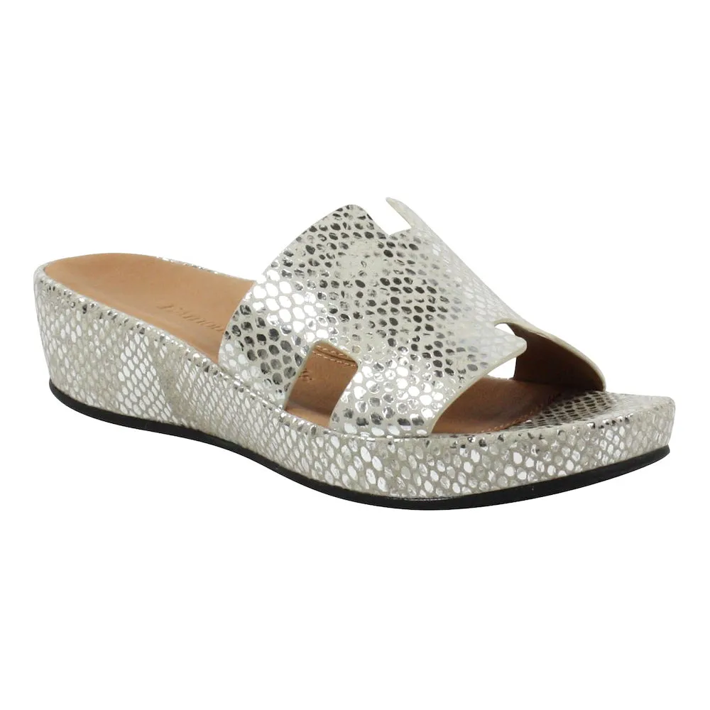 Catiana Slip on Sandal - Silver Gold Snake Print personalization - level