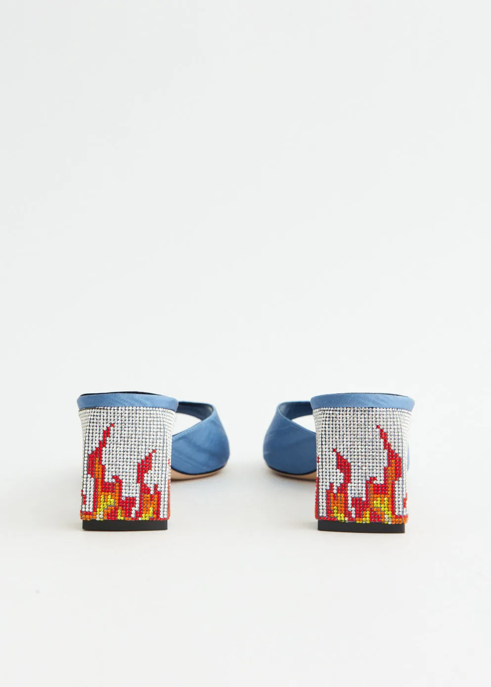 Ade Grosgrain Moire Denim Mules Plain Finish Food Tour
