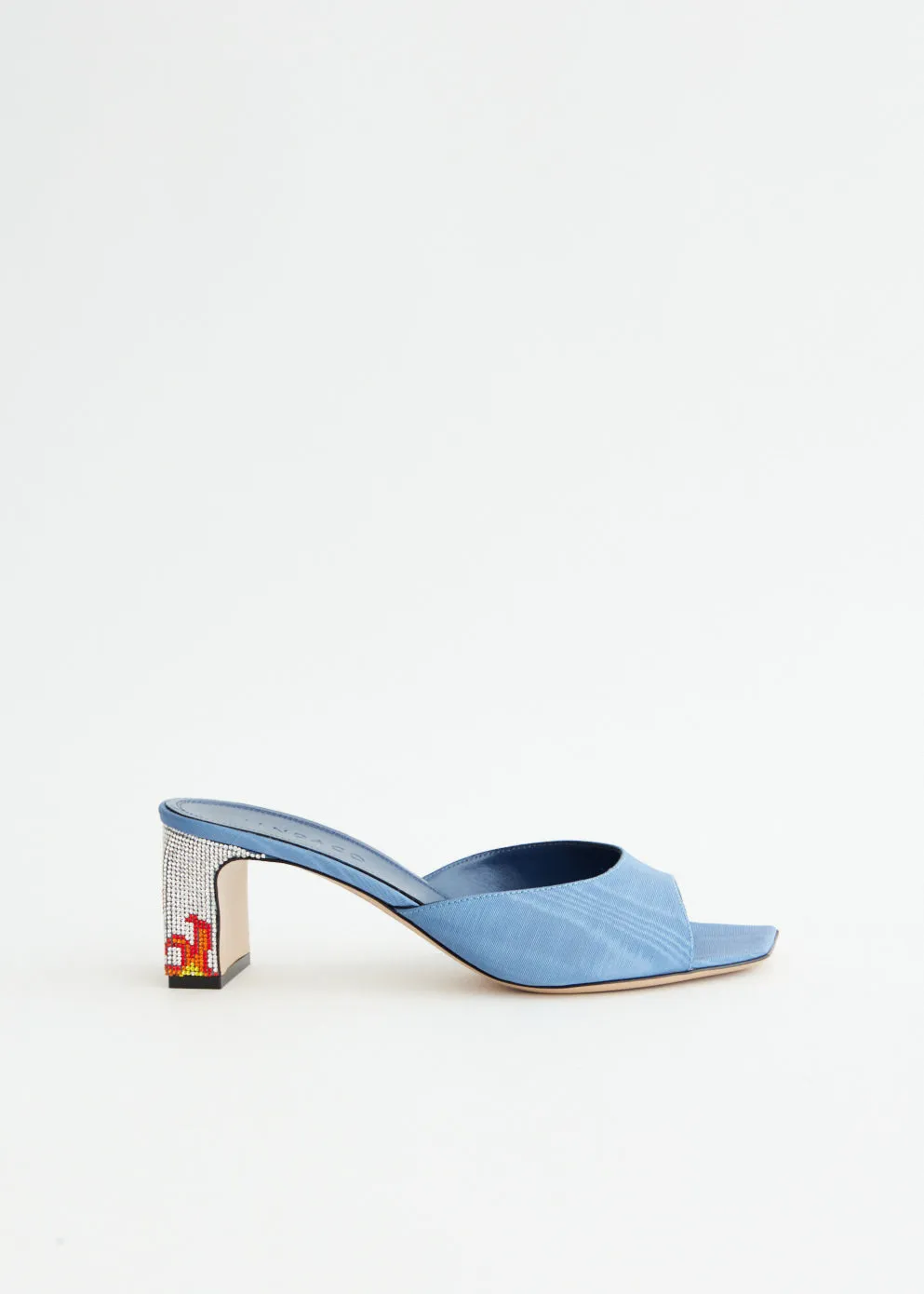 Ade Grosgrain Moire Denim Mules Office Fit Blossom Hike