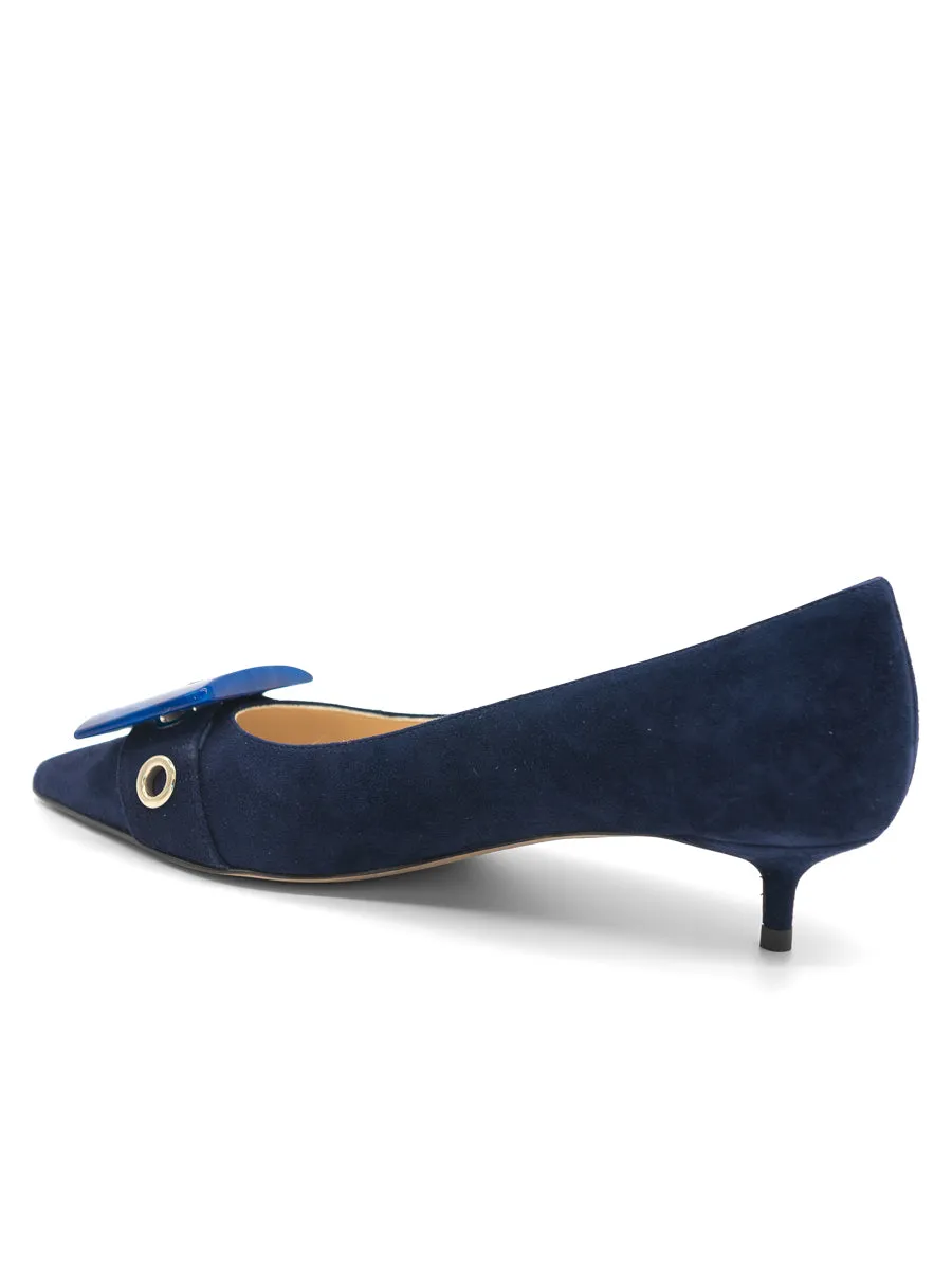 All-around traction Pump Diana Pointed Toe Kitten Heel