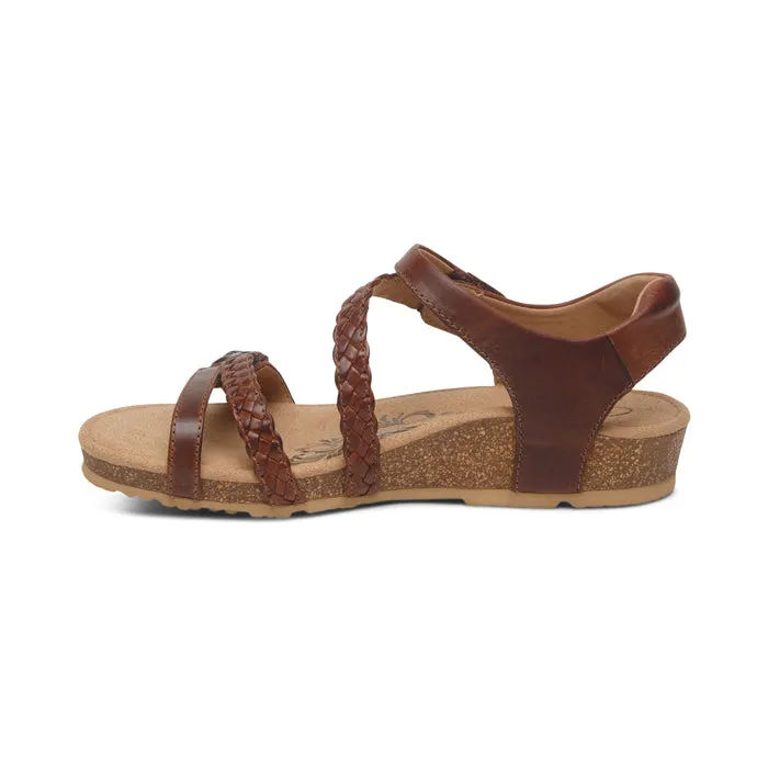 Women's Aetrex Jillian Braided Quarter Sandal in Walnut Daily Casual Urban Casual