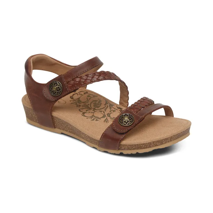 Leisure Design Women's Aetrex Jillian Braided Quarter Sandal in Walnut